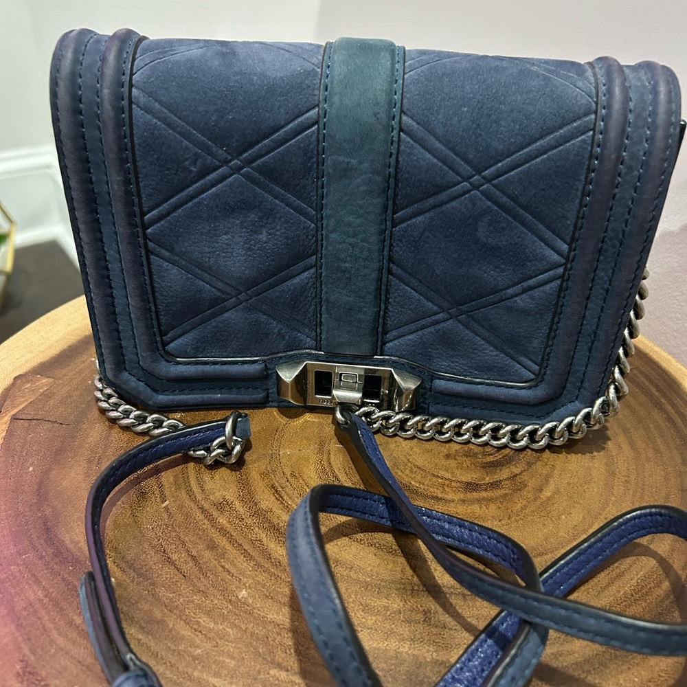Rebecca Minkoff blue suede mini crossbody
